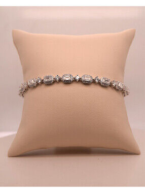 14K WHITE GOLD TENNIS BRACELET LAB 7.00 TCW